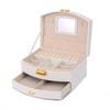 Large Double-Layer Lockable Jewelry Box With Handle PU Leather Storage Case Rings Necklaces Accessories