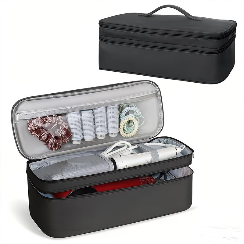

Portable Double-Layer Hair Tool Storage Bag Partitioned Organizer for Hairs Dryer, Hair Curler and Straightener чёрный