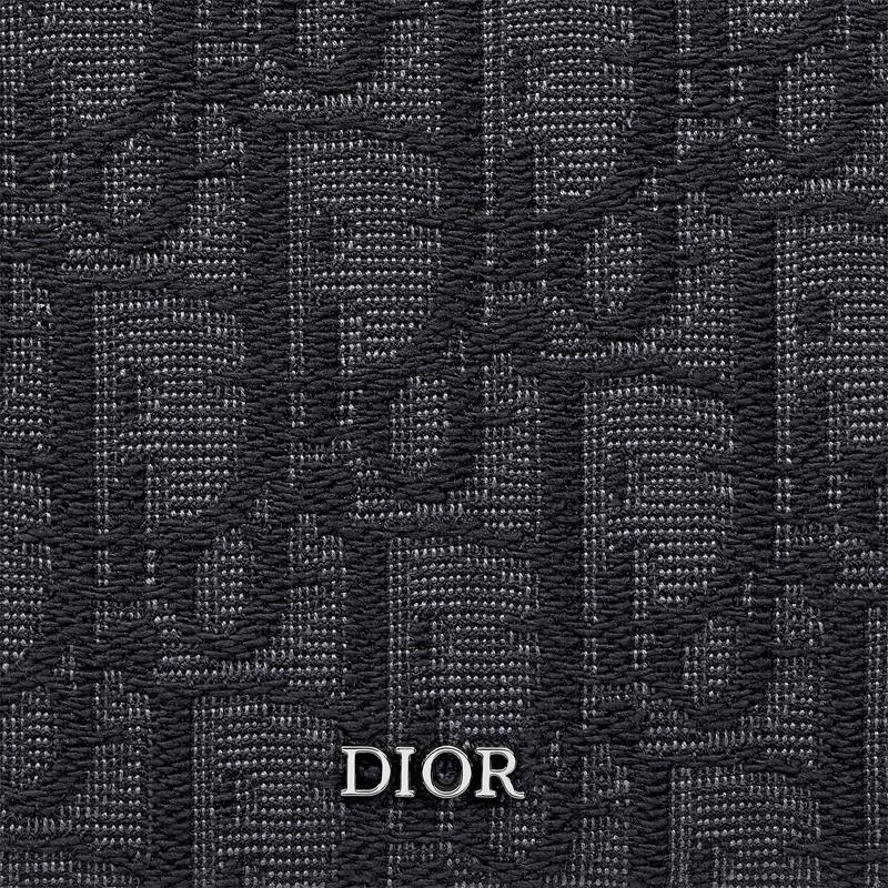 Dior Embossed Logo Metal Coated Brass Oblique Print Fabric Passport Holder Men passport holder Black 2ESPH016YSE-H03E