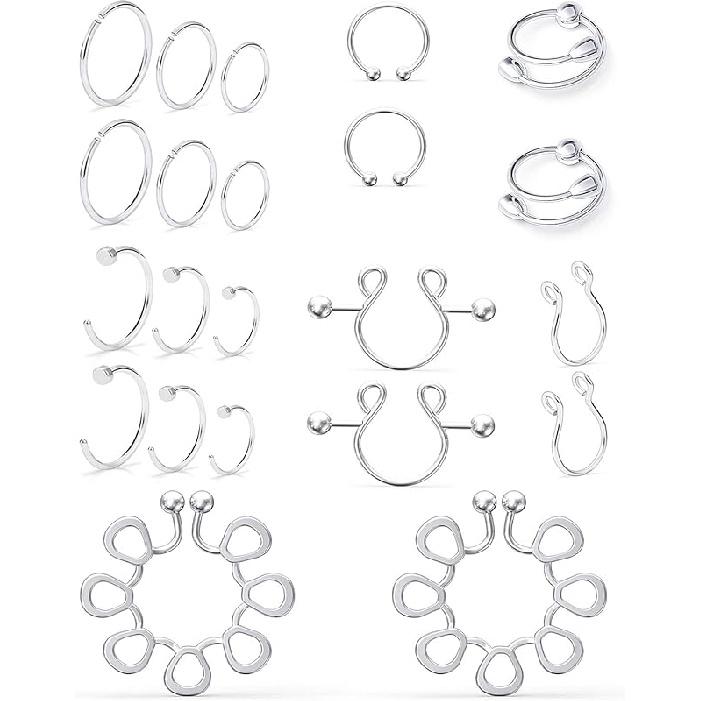 SCERRING Schnullerring Edelstahl Gesicht Nicht-Piercing Brustwarzenring Clip-on Brustwarze Künstlicher Körperpiercing Schmuck,11 Ja