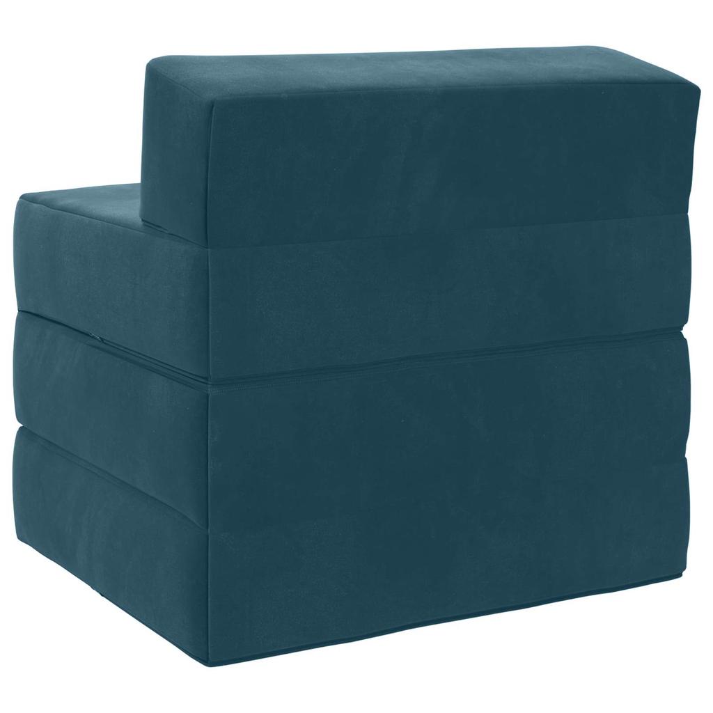 Folding Sofa Bed Blue 200 x 70 x 15 cm Velvet