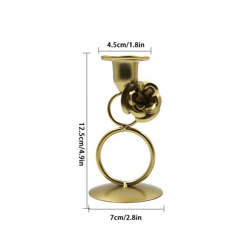 Nordic Rose Candlestick Metal Iron Crafts Wedding Candelabrum Flowers Ring Wax Candle Stand Dining Table Center Piece Decoration