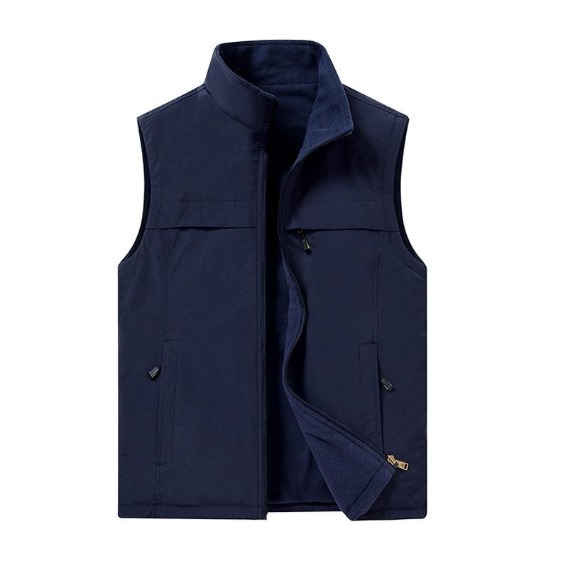 Men's Double-Sided Multi-Pocket Fleece-Lined Workwear Vest