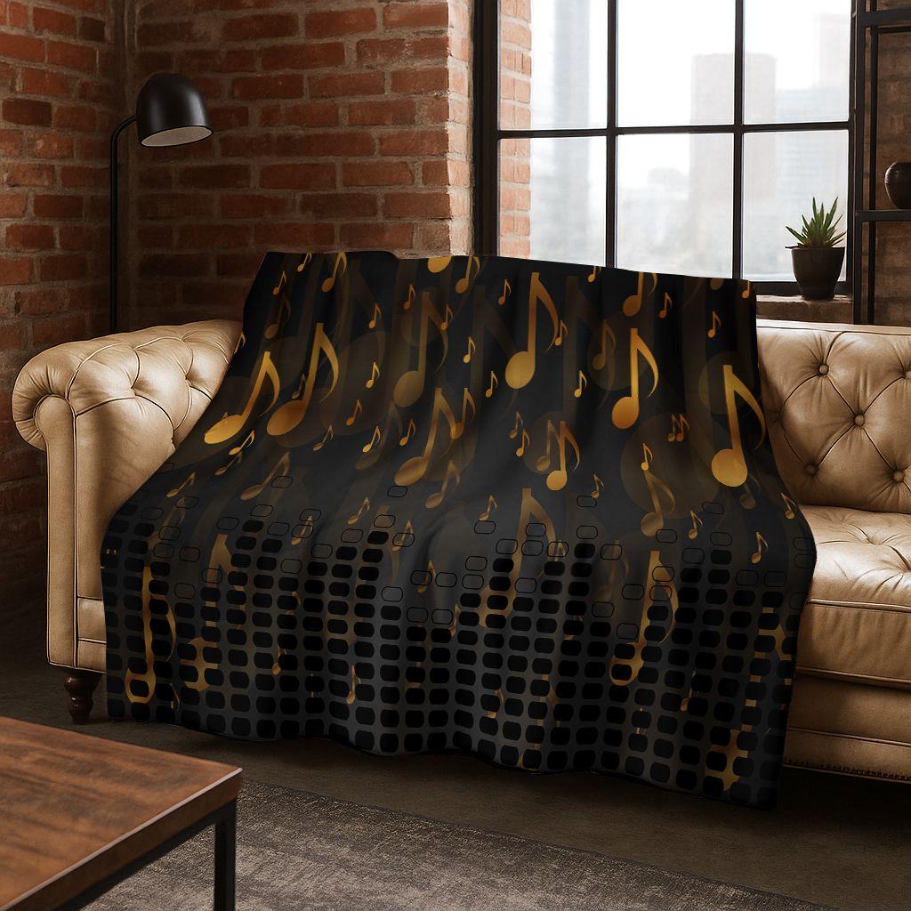Tanzende Musik Musikalische Note Instrument Cartoon Flanell Decke, Gemütliche Weiche Überwurfdecke für Zuhause Schlafzimmer Bett Sofa Abdeckung Geschenk Kind