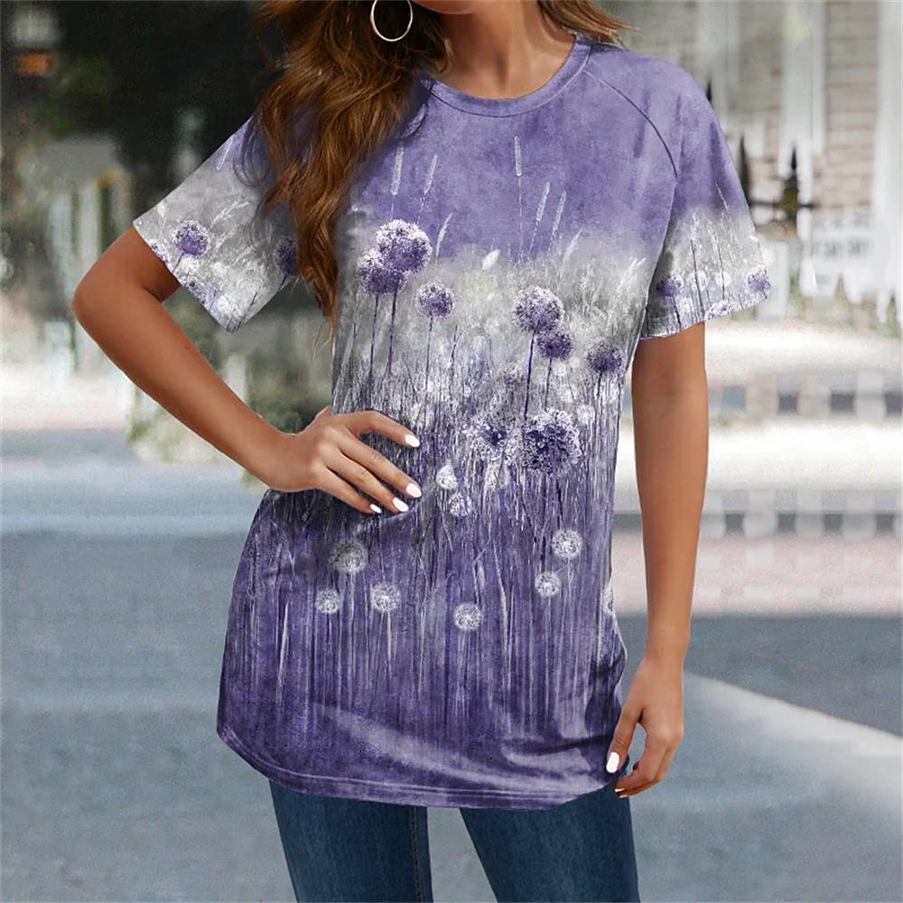 Summer Women's Tee Harajuku 3D Printed T-Shirts O-Neck Casual Blouses Everyday Pullovers Female T-Shirt Designs Streetwear