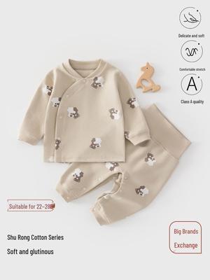 Baby-Strampler mit hoher Taille: Gepolsterte Baumwoll-Herbstgarnitur für Jungen & Mädchen