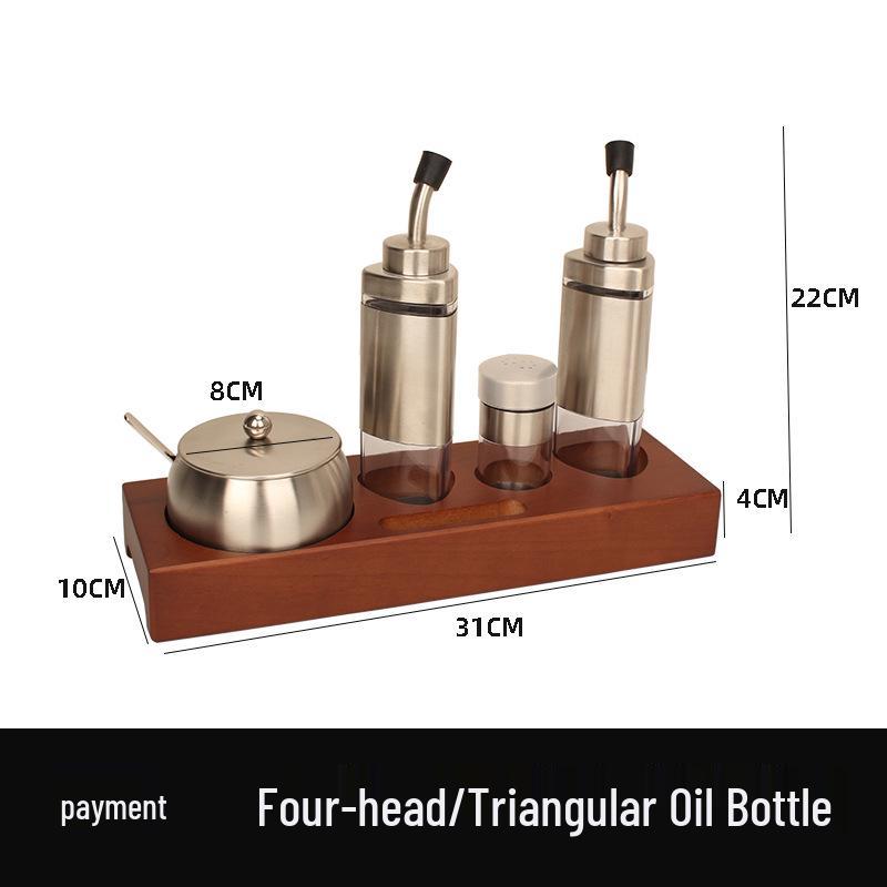 304 Stainless Steel Spice Set: Seasoning Jar, Oil Pot & Salt Shaker with Lid for Home & Restaurant.