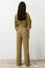 Women's Style Trousers Khaki Elastic Waist Textured Fabric Woven Trousers