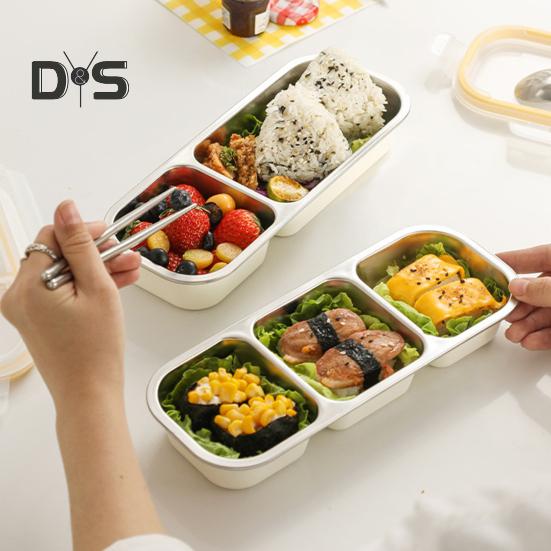 Snackbehälter aus Edelstahl, unterteilte Gewürzbox mit Deckel, Lunchbox mit auslaufsicheren, versiegelten Fächern, wiederverwendbarer Lebensmittelbehälter für die Schule