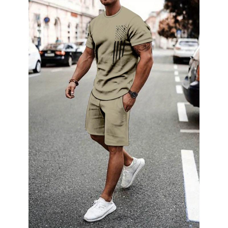 

Men s Summer 3D Print Outdoor Breathable Casual Sports Set - T-Shirt and Shorts S