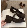 Winter New Korean Women Mary Jane Shoes French Luxury Retro Design High-heeled Plush Shoes Women's Chunky Heel Dress Shoes