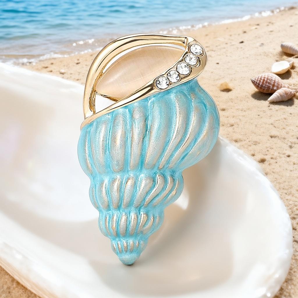 Enamel Alloy Conch Brooch Fashion Suit Cardigan Pin Fine Detail New Creative Accessory for Women PD2529