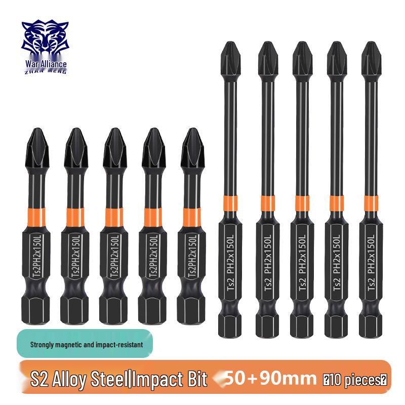 Phillips Magnetic High Hardness Extended Anti-Slip Electric Screwdriver Bit, Hex Shank, Rustproof.