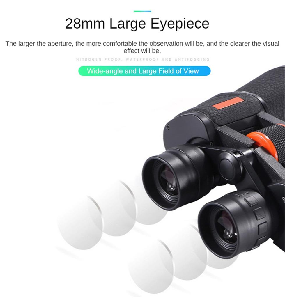 20x50 HD Tragbares Anti-Rutsch-20x-Fernglas-Teleskop Bak4 Fmc-Optik-Fernglas Low-Light-Nachtsicht für die Jagd auf Campingreisen