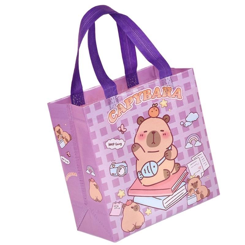 652F Cartoon Carring Bags with Handle 9x9x4Inch Nonwoven Handheld Bags For Birthday