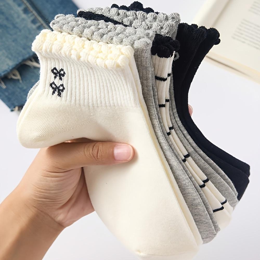 Low Cut Short Tube Socks Breathable Bow Boat Socks Korean Style Kawaii Shallow Socks  Warm