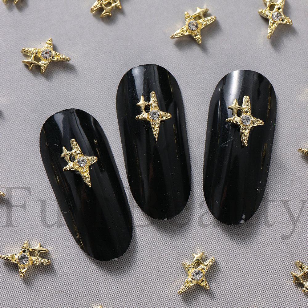 Nail Art Jewelry, Cartoon Cute With Diamond Star Gold Three-Dimensional Alloy Bag Nail Jewelry
