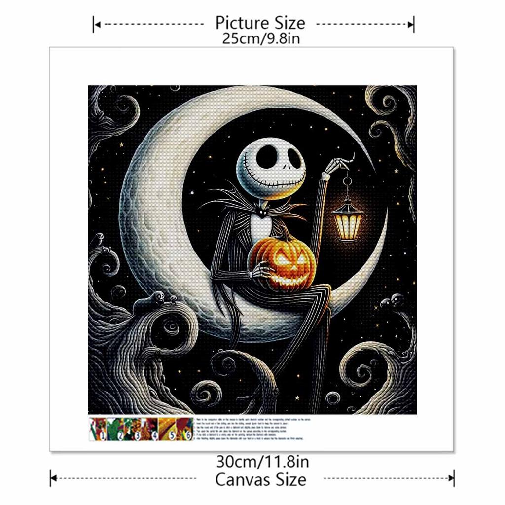 5D DIY Diamond Painting Decorative Skeleton and The Moon Full Round Drill Scenery Diamond Embroidery Cross Stitch Kits Home Decor Gift