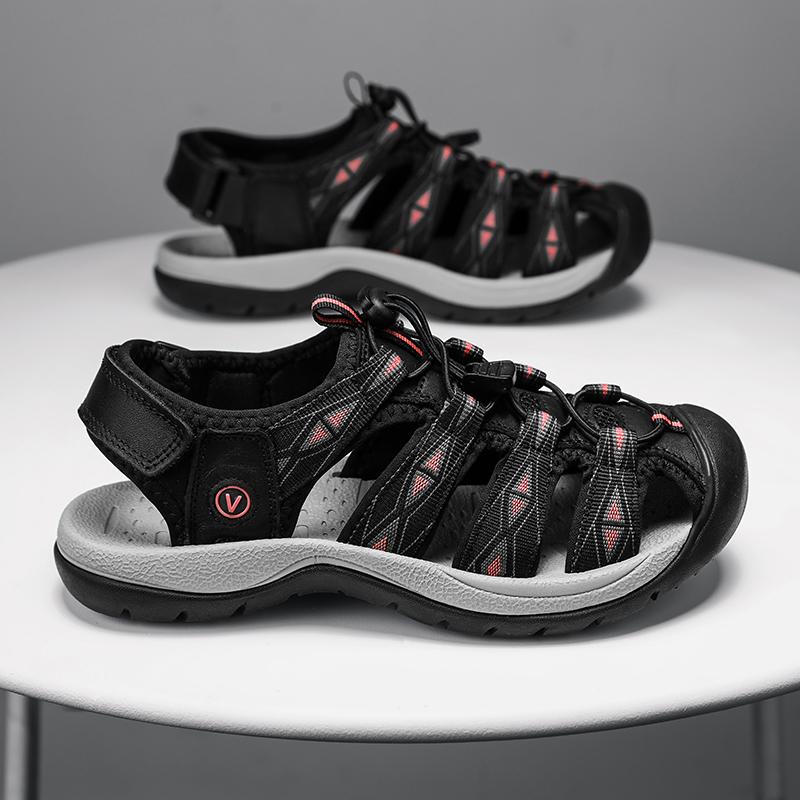 Neue Sommer-Damensandalen aus echtem Leder, Mode-Design, Damen-Sneakers, weiche Sohle, Outdoor-Damensandalen für den Strand, Große Größe 42