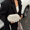 Sweet Simple Flap Shell Shoulder Bags for Women Portable Ladies Crossbody Bag Solid Color Female Pearl Chain Handbags Purse
