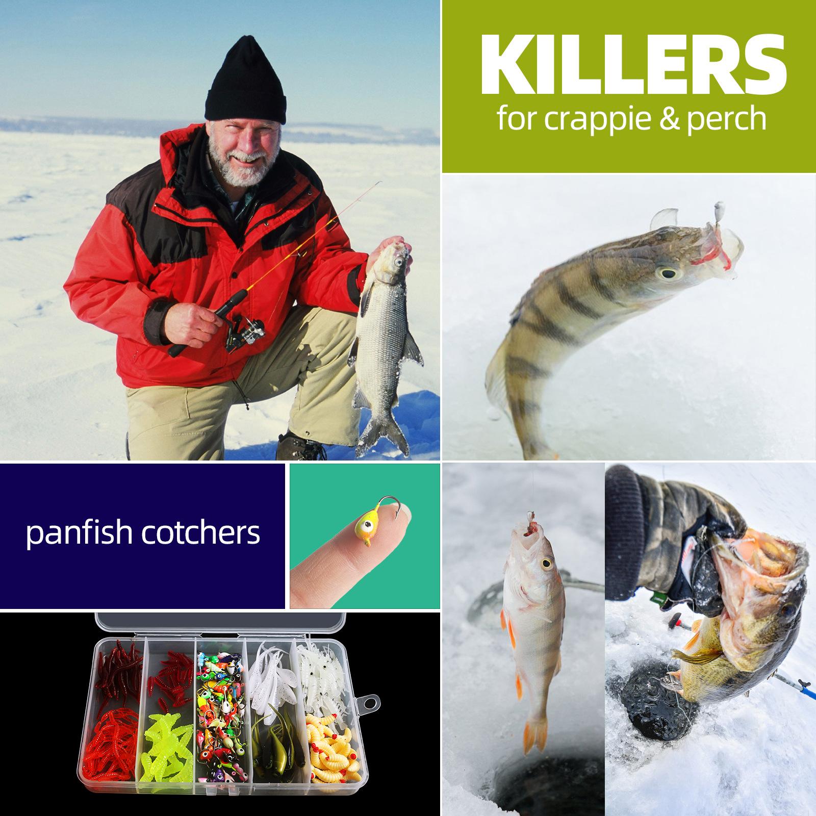 

190pcs Ice Fishing Jigs Ice Fishing Lures Ice Fishing Starter Kit for Walleye Crappie Panfish