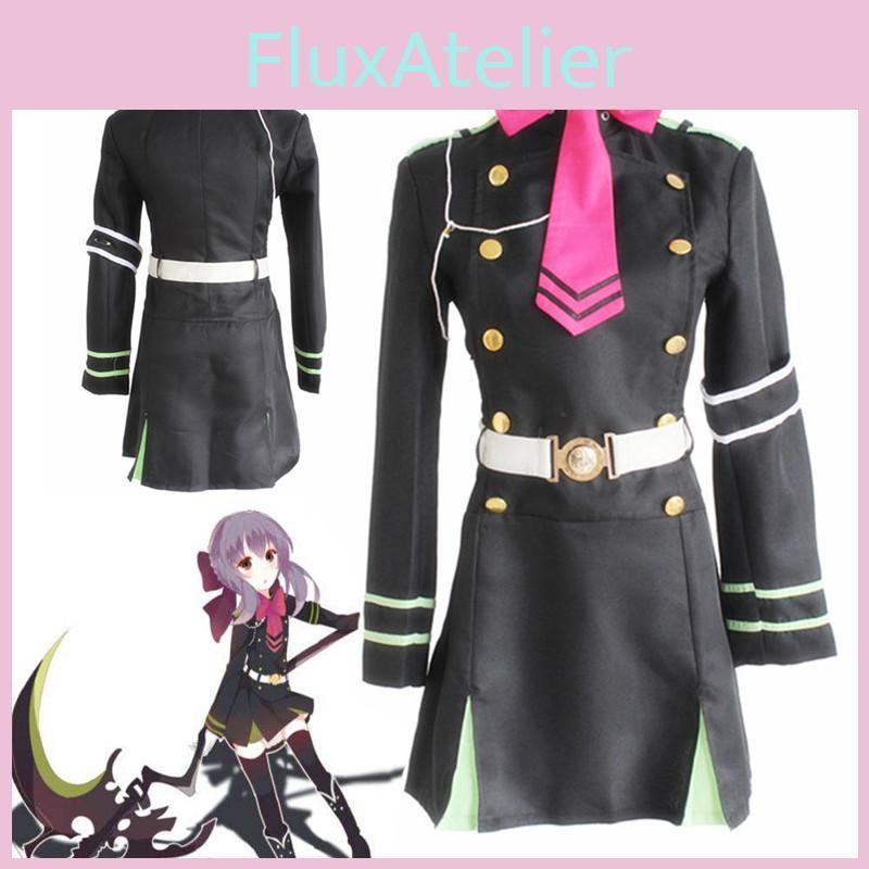 Stylish Black Shinoa Hragi Military Uniform Cosplay Dress From Seraph Of The End For Anime Lovers