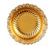 Footed Decorative Fruit Tray Vintage High Gloss Floral Carving Trim Metal Footed Fruit Plate for Snacks Nuts