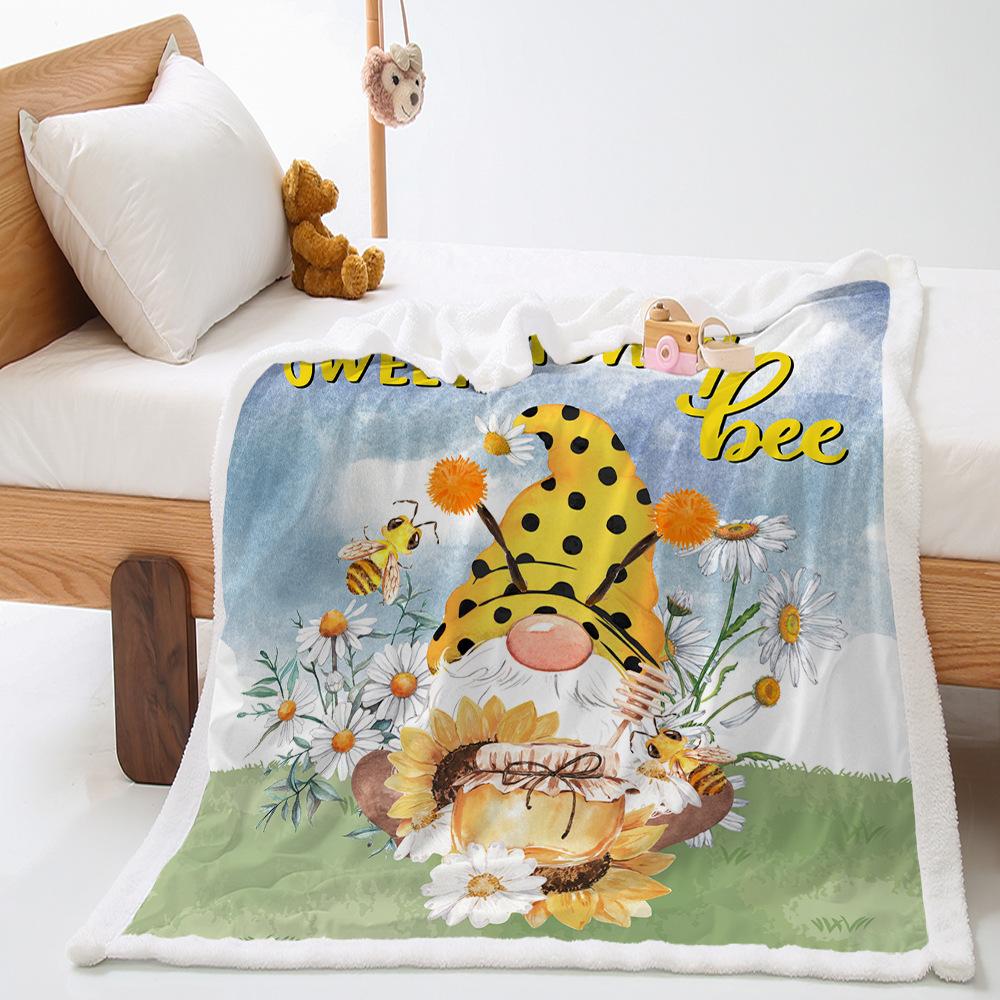 Blanket Cartoon Honey Blanket Digital Printed Lamb Fleece Crystal Fleece Blanket