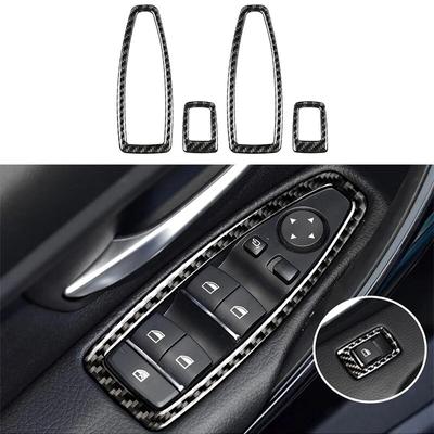 BMW F20 F21 F30 F34 F20 1 2 3 Serisi GT İç Aksesuarları için 4 Adet Karbon Araç Cam Anahtarı Düğme Paneli Dekorasyon Kaplama Çıkartması