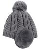 Knit Loose Faux Fur Pompom Heather Plus Knit Cold Weather Free Size Gray Loo&c Women's Hat, Fit, Earmuffs, Knit, Size, Cap, Protection, Autumn/Winter,
