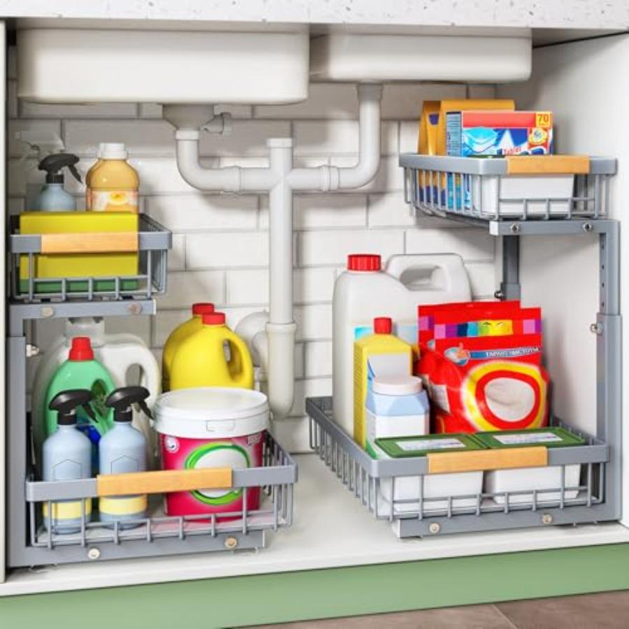 

Under Sink Organizer 2 Tier Under the Sink Storage Slide out Pull out Cabinet Organizer Shelf Metal Sliding Drawer for Kitchen United States