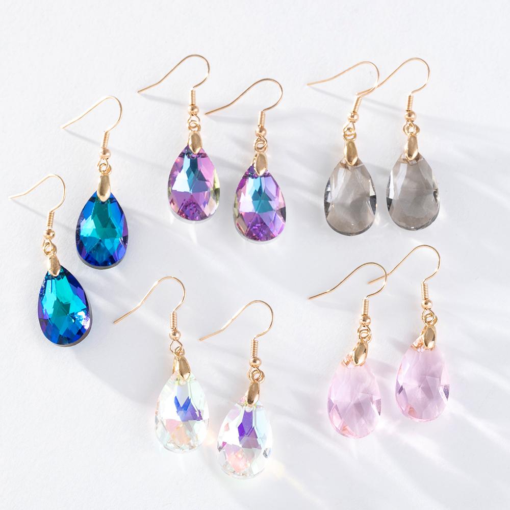 Pinkdudu Fashion 6 Color Rhinestone Water Drop Earrings Romantic Elegant Geometric Earring for Women Jewelry Gifts PD1407