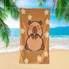 1pc Capybara Star Beach Towel, Warm Brown Kawaii, Microfiber Quick-Dry, Ideal for Beach Pool Camping Yoga Summer Outdoor