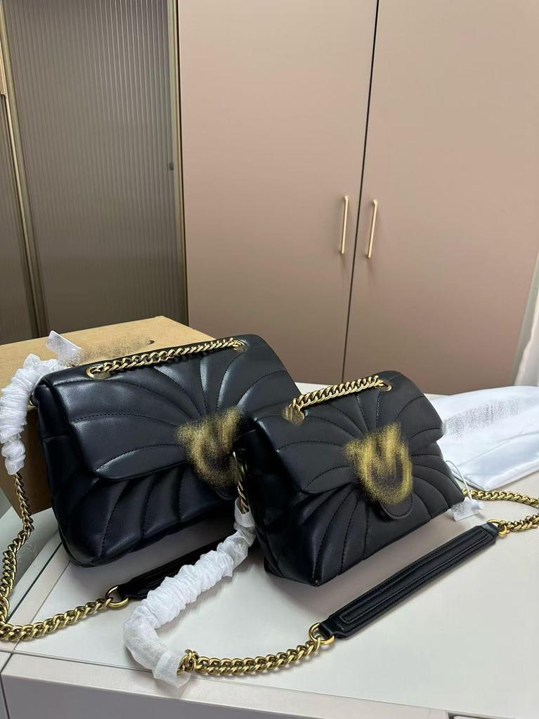Limited Edition Swallow Sheepskin Shoulder Bag with Firework Lines for Women