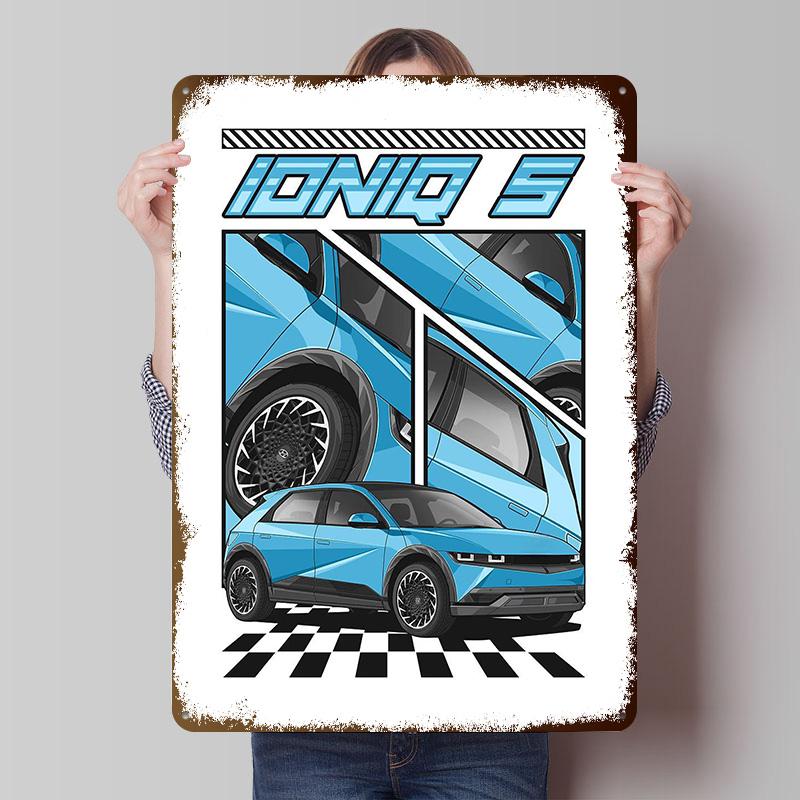 

Ioniq 5 Car Illustration Printed Poster Customized Wall Art Retro Vintage Metal Tin Signs for Home Living Room Decoration Gaming 20x30cm（7.8x11.8inch）