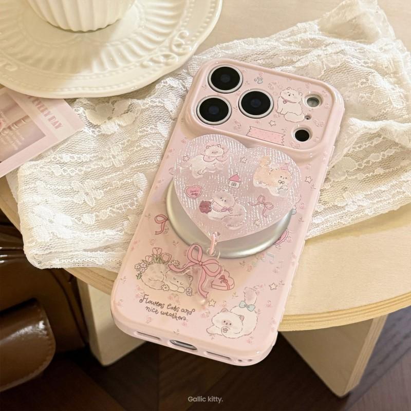 3D Liusha Relief Apple 17pm Phone Case IPhone 16 Cat Magnetic Bracket 13 Anti Drop 15 Suitable 17