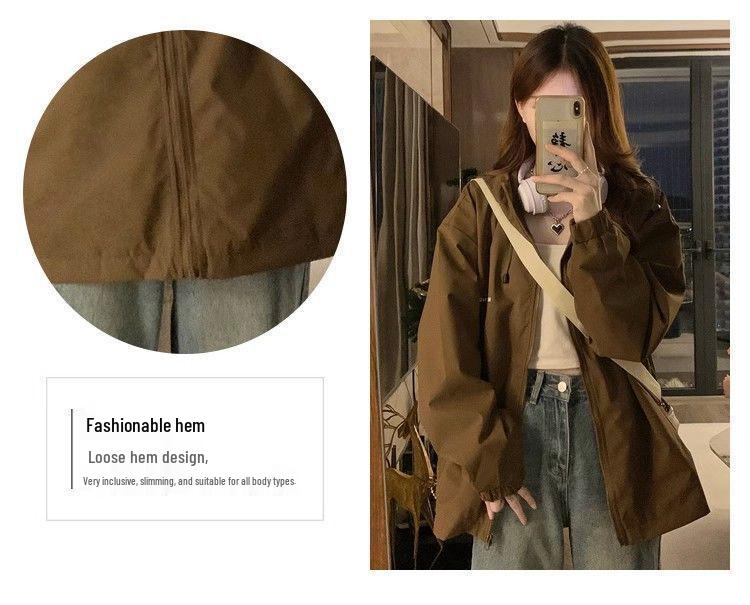 Girls' American-Style Sporty Mountaineering Jacket - Versatile, Loose Fit for Spring and Autumn