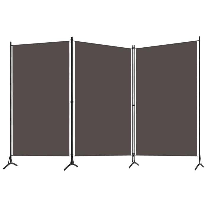 VidaXL Paravent 3 Panneaux, 260x180 cm, Tissu Polyester &amp; Structure en Fer, Anthracite, Écran de Confidentialité Pliable, 320733