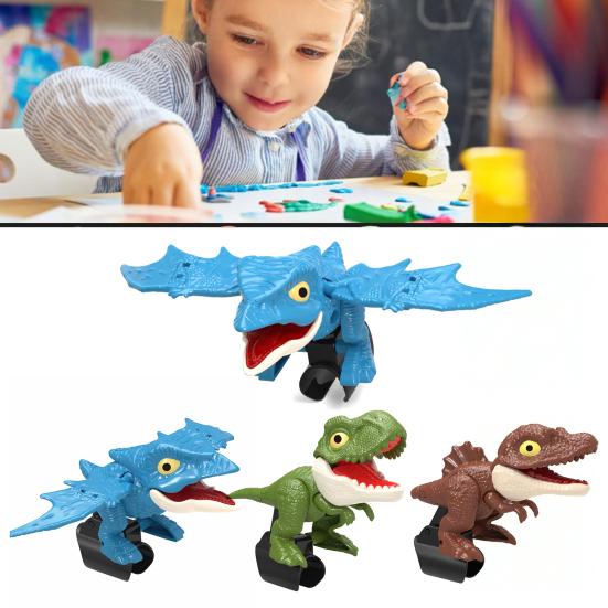 3 Pcs Dinosaur Action Figures with Movable Mouths Funny Finger Dino Toys for Kids Dinosaur Figure Chomp Toy Gifts for Halloween Easter Christmas