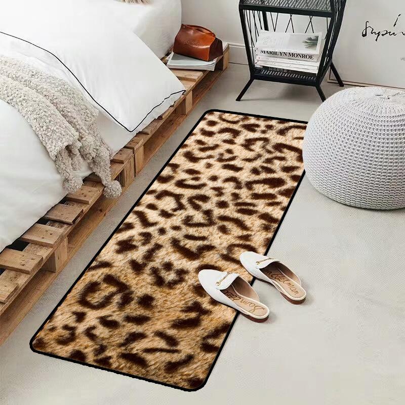Faux Animal Skin Kitchen Mats Tiger Leopard Print Bedroom Carpets Anti Slip Door Floor Mat Entrance Doormat Kitchen Area Rugs