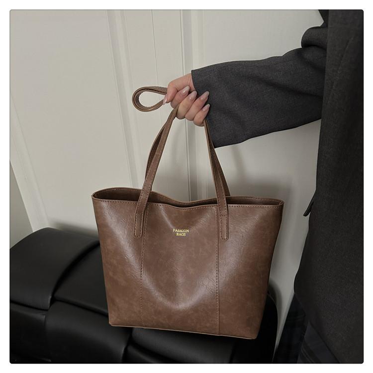 Large Capacity Faux Leather Tote Bag for Women Minimalist Casual Commute Shoulder Handbag