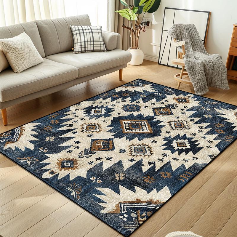 Vintage Ethnic Carpet Decoration Bedroom Retro Anti Slip Floor Mats Large Area Living Room Rug Washable Cloakroom Lounge Rug