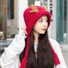 Antlers Wool Hat Christmas Hat New Knitted Hat Women's Plush Thermal Pullover Hat Show Small Face and Ear Protectors