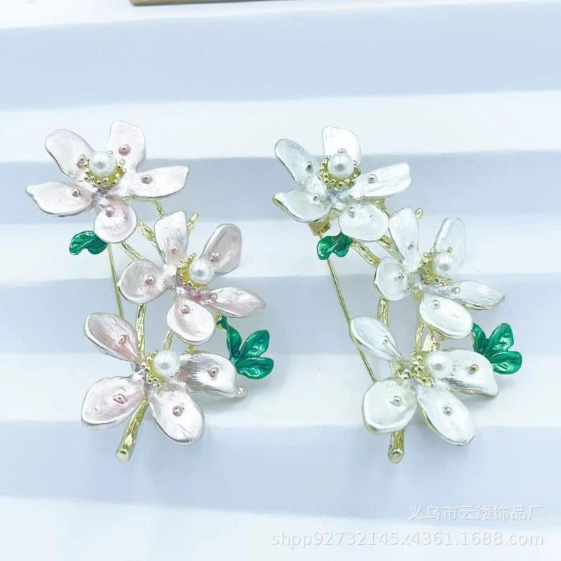 Peach Flower Adornment Formal Event Jewelry Handmade Flower Clothing Jewelry Alloy Texture for Special Occasions