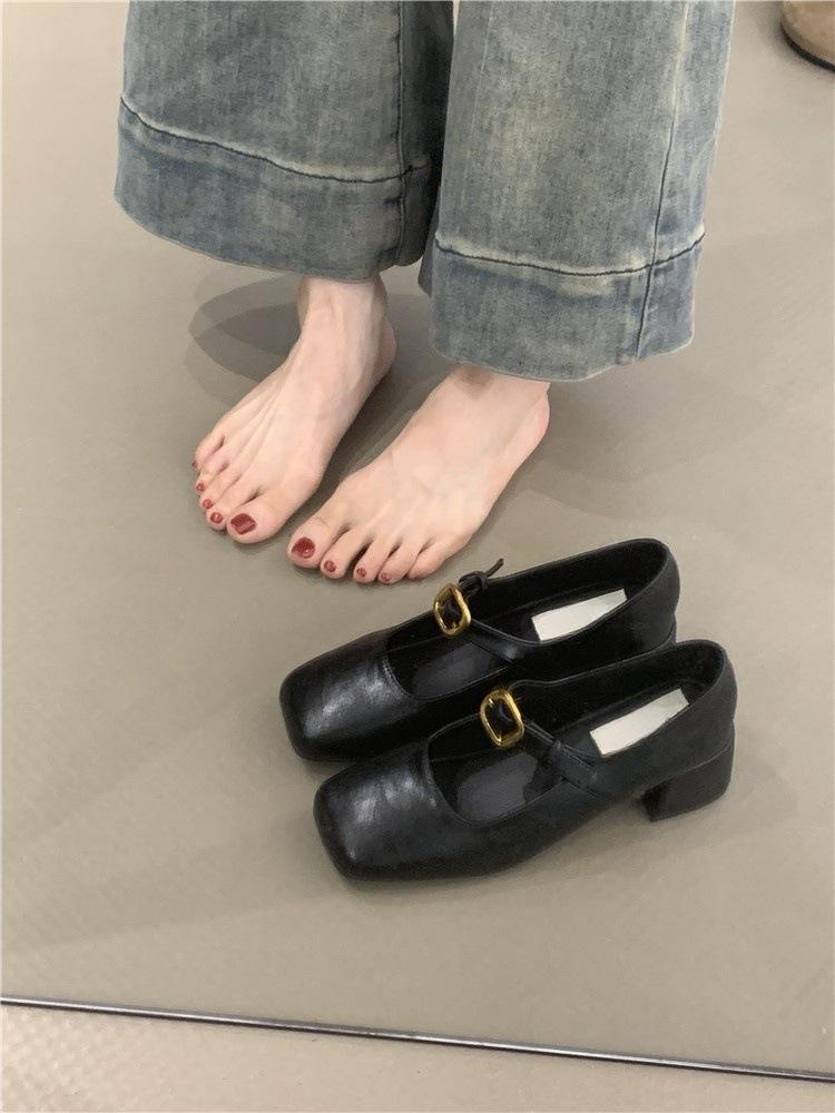 Retro Mary Jane Shoes Women's Autumn 2025 New Temperament Elegant Buckle Thick Heel High Heel Evening Shoes Women