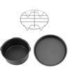 8""3 In 1 Multifunctional Air Fryer Accessories Set Bread Shelf Cake Barrel Pizza Pan(Black)
