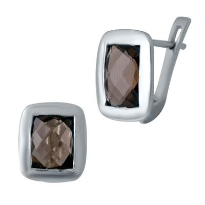 Silberohrringe mit natürlichem Rauchtopas (Rauchquarz) 5,092ct (2033226)
