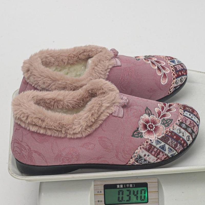 Women's Winter Ethnic Style Ankle-Length Snow Boots - Plus-Size, Fleece-Lined & Thickened, Warm & Comfortable