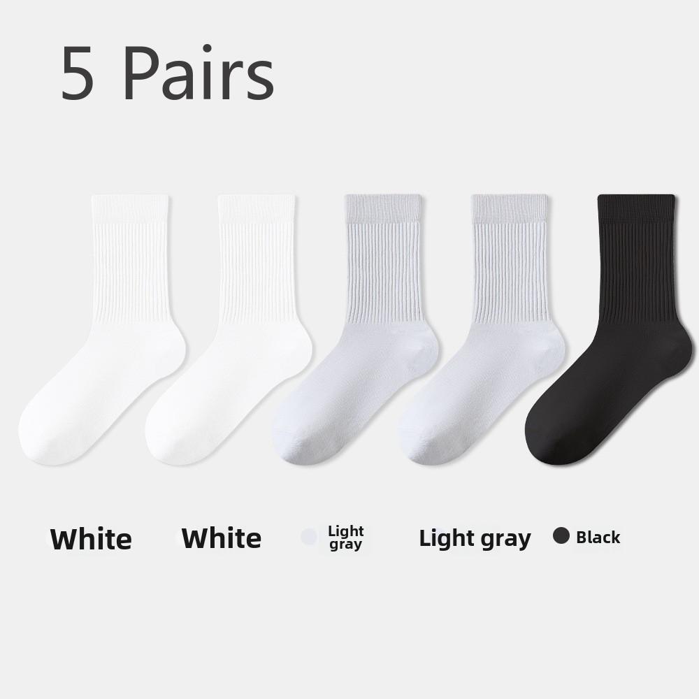 5 Pairs of Women's Spring and Summer Mid-calf Anti-odour, Sweat-absorbent, Casual and Versatile Breathable Loose Pile Socks