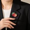 Crystals Accented Strawberry Brooch Multipurpose Fashion Jewelry For Banquets Office Wear Ensembles